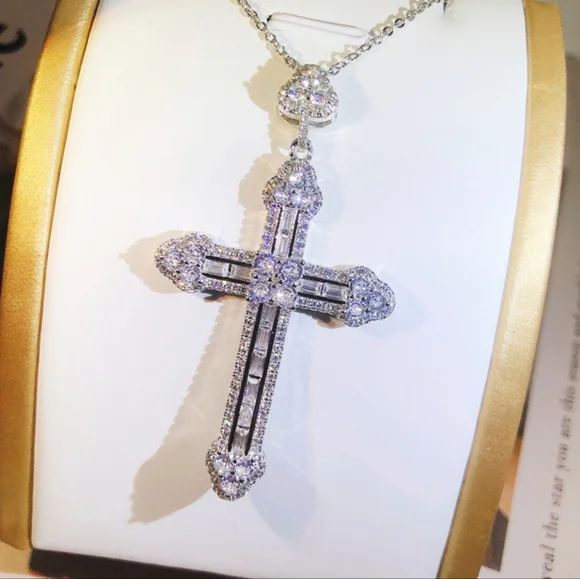 Sterling silver diamond cross - Picture 2 of 10
